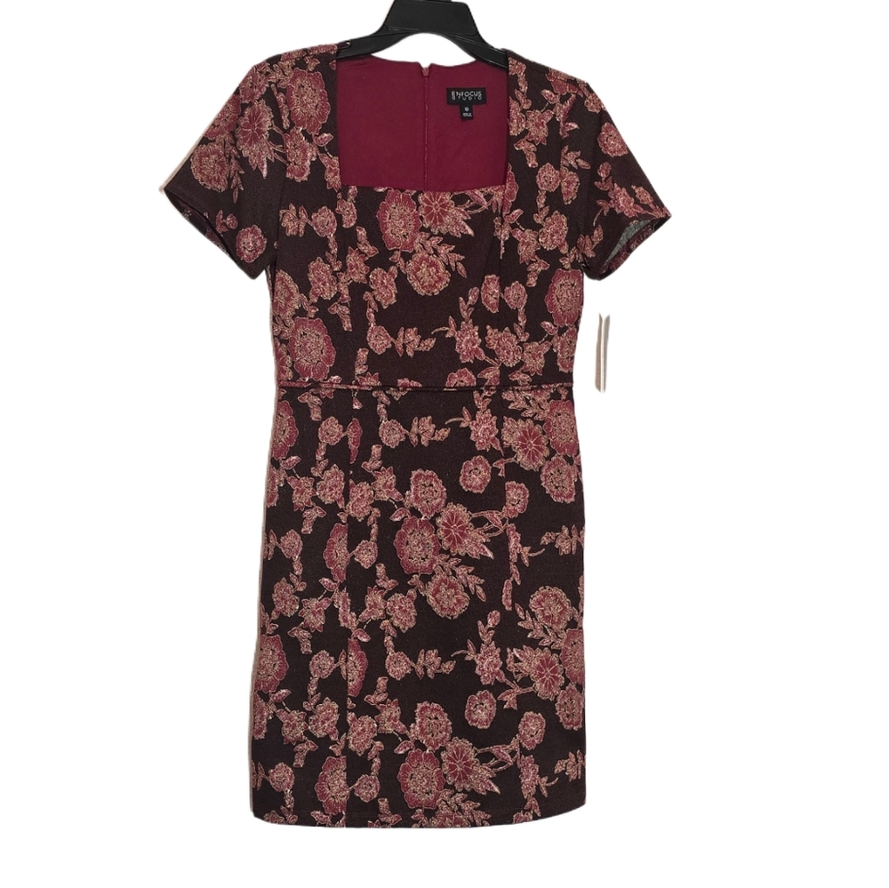 Enfocus Studio Women's Burgundy Floral Mini Dress